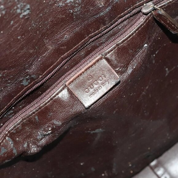 GUCCI Bamboo Shoulder Bag Leather 2way Brown Gold Auth 139168 - Picture 11 of 16